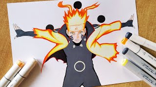 How to Draw Naruto Six Paths Sage Mode  Naruto Shippuden  Step By Step Tutorial [upl. by Amek]