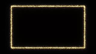 Premium Gold Rectangle Frame with Flying Particles on Black Background  Free HD Version Footage [upl. by Annirtak]