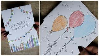 Proste kartki urodzinowe DIY  Easy birthday cards tutorial [upl. by Nimrak537]