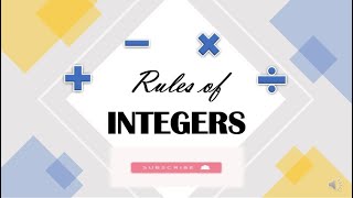 RULES OF INTEGERS  MATHEMATICS [upl. by Arrimat]