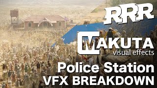 RRR  Ram Charan Police Station Fight  VFX Breakdown  Makuta Visual Effects [upl. by Gino]