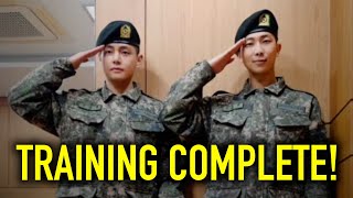 Namjoon amp Taehyung Military Training Complete  BTS 방탄소년단 2024 [upl. by Ecirb]