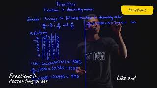 JSS1  Mathematics  Fractions  Fractions in descending order  3 [upl. by Dawna158]