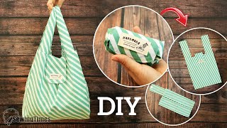 DIY Folding Shopping Bag  How to make a Unlined Grocery Bag sewingtimes [upl. by Korney]