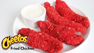 FLAMIN HOT CHEETOS FRIED CHICKEN TENDERS RECIPE  MUST TRY [upl. by Ellak]