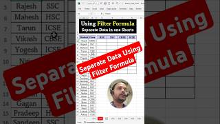 Filter Formula Separate Data in One Click  Filter Formula in Excel  Filter Formula  ytshorts [upl. by Aisemaj]