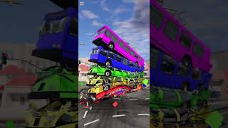 Mixed Color Buses Tower Fall Explode amp Crash  BeamNGdrive youtubeshorts viralvideo shortsvideo [upl. by Arutek983]