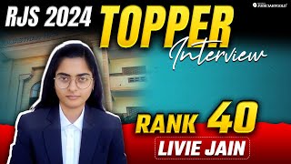 RJS 2024 Topper Interview  Livie Jain Rank 40  Rajasthan Judicial Services Preparation Insights [upl. by Nolahc]