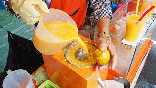 Thai Street Food 2019  Fresh Orange Juice Process  Delicious Thai Food  Bangkok Thailand [upl. by Marrissa549]