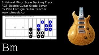 Guitar Backing Track B Natural Minor Scale  Grade Seven [upl. by Ymarej]