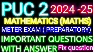 2nd PUC mathematics and maths important questions midterm exam 2024 [upl. by Obeng679]