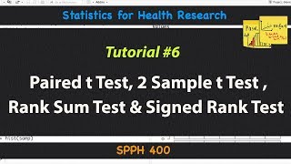 Paired t Test Two Sample t Test Rank Sum Test amp more  Tutorial 6  MarinStatsLectures [upl. by Masry]