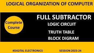 FULL SUBTRACTOR  Full Subtractor Logic Circuit Truth Table and Block Diagram  bca loc  Sem 1 [upl. by Deach]