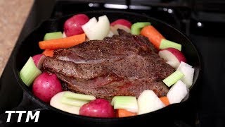 How to Cook a Simple Oven Pot Roast in a Cast Iron SkilletEasy Cooking [upl. by Jeanie533]