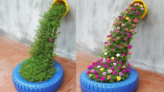 Tips For Making Beautiful Portulaca Mossrose Flower Waterfalls For Small Gardens [upl. by Bevan]