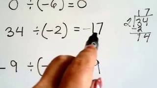 Grade 7 Math 22a Dividing negative and positive integers [upl. by Iztim601]