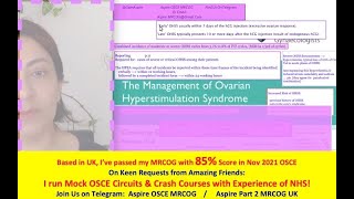 🇬🇧 MRCOG Part 2 Topics Ovarian Hyperstimulation Syndrome OHSS  GTG5  SamAspire 🇬🇧 UK Mentor🇬🇧 [upl. by Weinert]