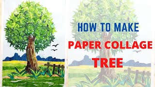 HOW TO MAKE PAPER COLLAGE TREE  EASY TREE PAPER COLLAGE [upl. by Ati]