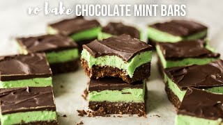 NO BAKE Chocolate Mint Bars  The Recipe Rebel [upl. by Aioj]