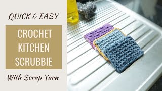 Scrap Yarn Project Beginner Crochet Kitchen Scrubbie [upl. by Kalila]