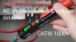 HABOTEST HT100P AC PHASE amp VOLTAGE DETECTOR CATIII 1000VMADE IN CHINA [upl. by O'Hara]