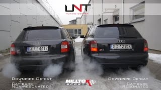 Audi S4 V8 42L  Wydech Milltek Sport Exhaust Nonresonated vs Resonated  UNT Tuning Center [upl. by Uird401]