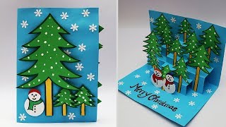 DIY 3D Christmas Pop Up Card  How to Make Christmas Greeting Card  Handmade Christmas Cards [upl. by Madoc]