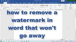 how to remove a watermark in word that wont go away [upl. by Eidnalem43]