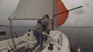 Sun Fast 32 Accelerate Solo spinnaker hoist fast how  to [upl. by Nauqel]