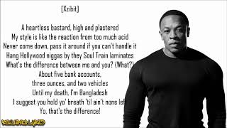 Dr Dre  Whats the Difference ft Eminem amp Xzibit Lyrics [upl. by Luapnaes]