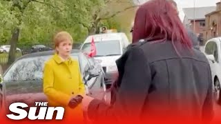 Nicola Sturgeon brands election rival Jayda Fransen ‘racist’ and ‘fascist’ in angry scenes [upl. by Alioz672]