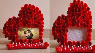 DIY Heart Photo Frame  Heart shape photo frame idea  Making at Home  Creative ViNii [upl. by Auqinat]