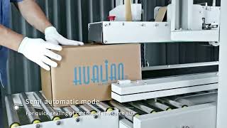 Pneumatic Carton Sealing Machine With Water Activated Kraft Paper Tape Hualian HCS55AW [upl. by Weitman]