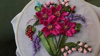 Hand embroidery Designs Ribbon embroidery stitches for beginners [upl. by Aidas]