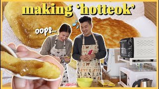 Making HOTTEOK  Stuffed Sweet Korean Pancakes  Korean Street Food [upl. by Elehcar]