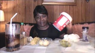 AUNT BESSIES PORK CHITTILLING IN A CUP CORN ON THE COB MUKBANG AND REVIEW [upl. by Atlante]