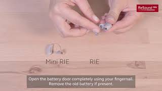 Insert batteries in RIE ReceiverintheEar hearing aids [upl. by Spalla]