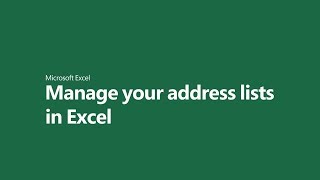 Manage your address lists in Microsoft Excel [upl. by Henrik]