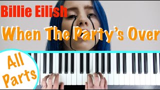 How to play WHEN THE PARTYS OVER  Billie Eilish Piano Chords Tutorial [upl. by Adlig]