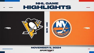 NHL Highlights  Penguins vs Islanders  November 5 2024 [upl. by Noelopan]