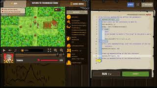 CODE COMBAT PYTHON level RETURN TO THORNBUSH FARM Basic Syntax Functions If Statements Strings Varia [upl. by Tnarud]