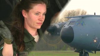 French Air Force Airbus A400M Atlas TaxiingUnloading [upl. by Ellehsram]