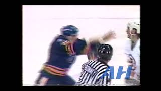 NHL Nov 30 1989 Lyndon ByersBOS v Mike HartmanBUF Boston Bruins Buffalo Sabres [upl. by Duky]