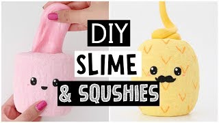 MAKING 4 AMAZING DIY SLIMES amp SQUISHIES  Testing NO GLUE Fluffy Slime [upl. by Hannahc]