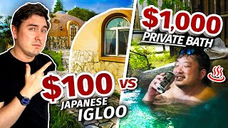 Staying in Japan’s 100 IGLOO Hotel vs 1000 PRIVATE Bath Inn [upl. by Cherish]