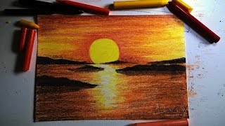 Speed drawing giz de cera Crayon Pôr do sol [upl. by Eleahcim]