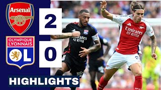 Arsenal vs Lyon 20 HIGHLIGHTS  Calafiori DEBUT  Emirates Cup 2024 [upl. by Kcirednek430]