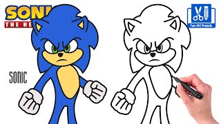 How To Draw Sonic  Sonic The Hedgehog Movie  Easy Step By Step Drawing Tutorial [upl. by Linehan]