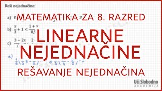 Rešavanje linearnih nejednačina sa jednom nepoznatom – Zadatak 5  Matematika za 8 razred [upl. by Frederigo]