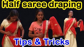 Half saree draping  Tips amp Tricks  SD VLOGS [upl. by Idnat]